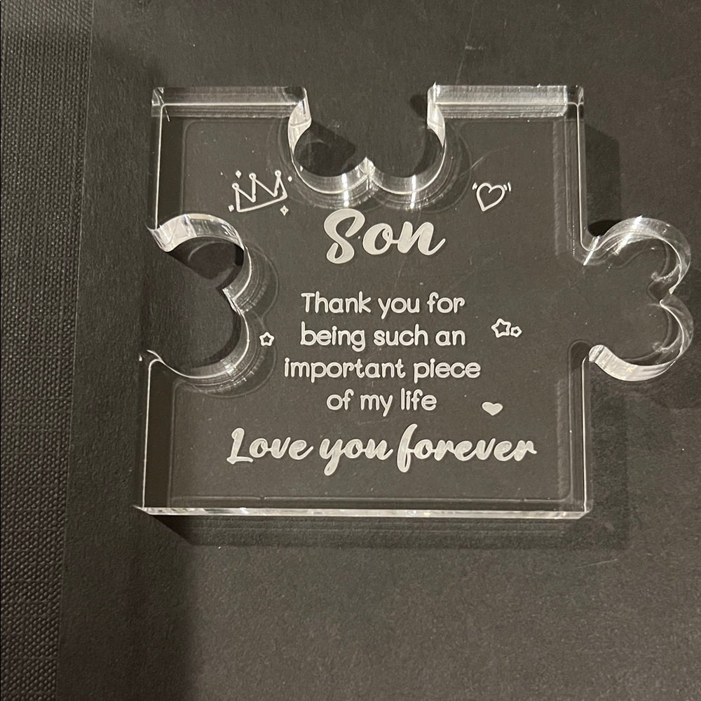 Filled With Love Clear Acrylic Puzzle Piece for Son